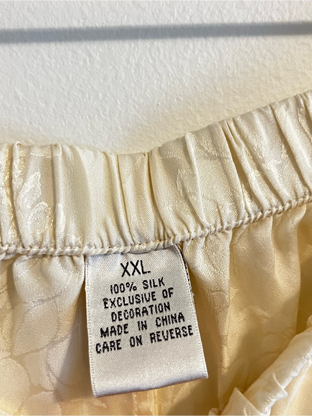 Vintage Private Luxuries 100% Silk Pajama Set Ivory Floral Jacquard Lounge Luxe - Picture 13 of 13